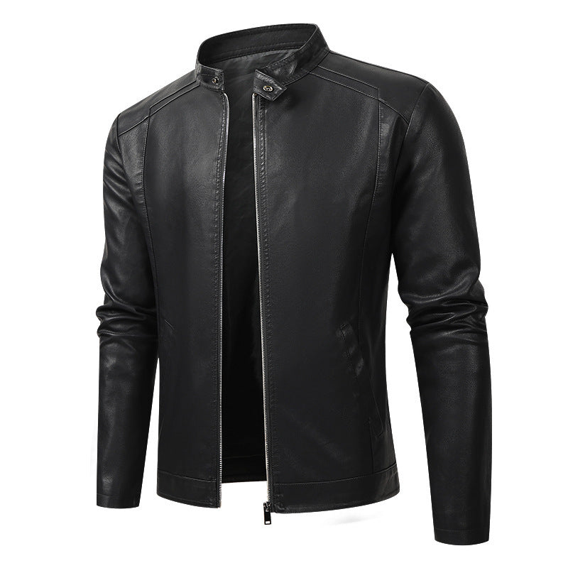 Men's sporty artificial leather jacket with zipper Mune Fashion