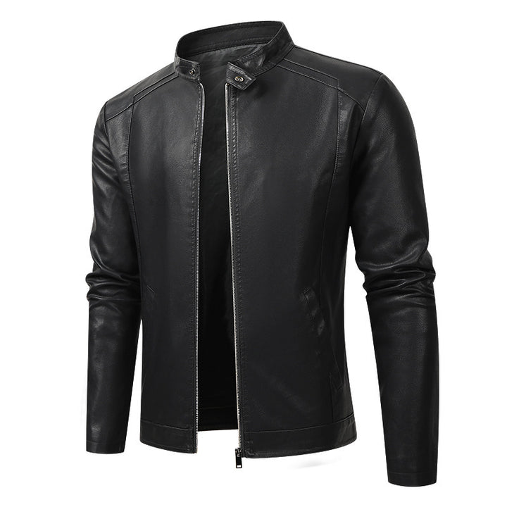 Men's sporty artificial leather jacket with zipper Mune Fashion