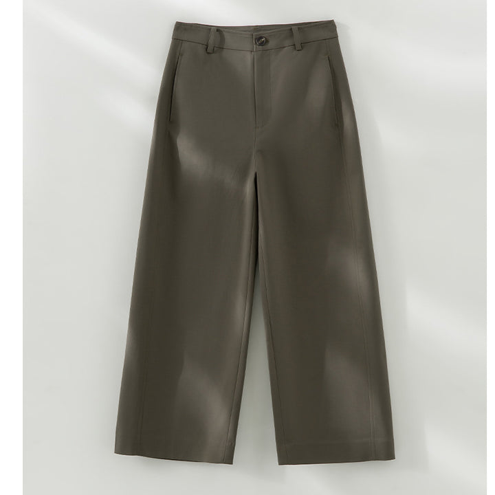 Women High-Waisted Wide Suit Trousers with Crease and Straight Leg Mune Fashion