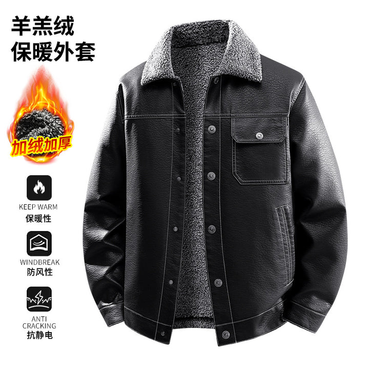 Men's Noble Faux Leather Jacket with Soft Teddy Lining Mune Fashion
