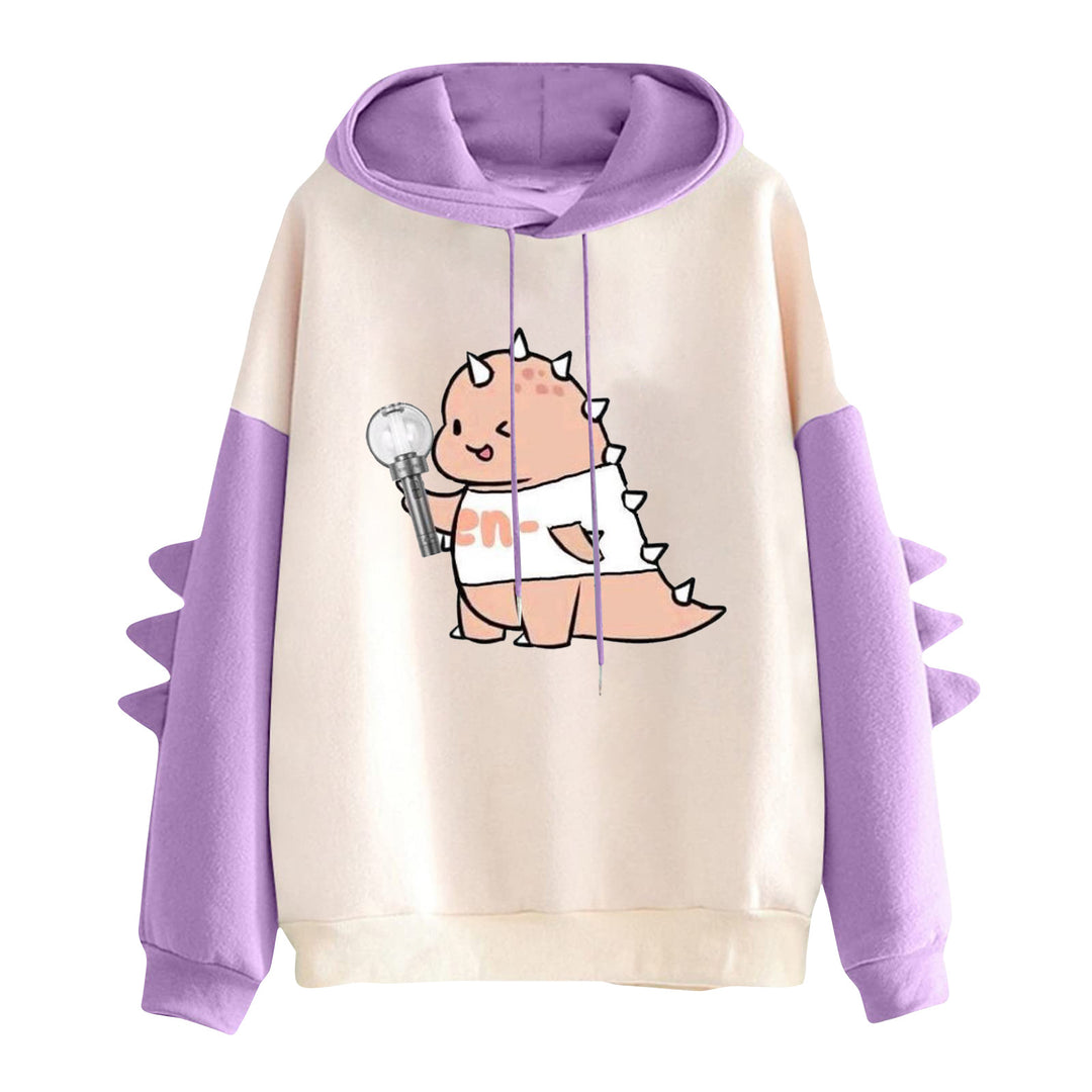 Women's hooded sweatshirt with cute frog motif, kangaroo pocket and voluminous sleeve appliqués Mune Fashion