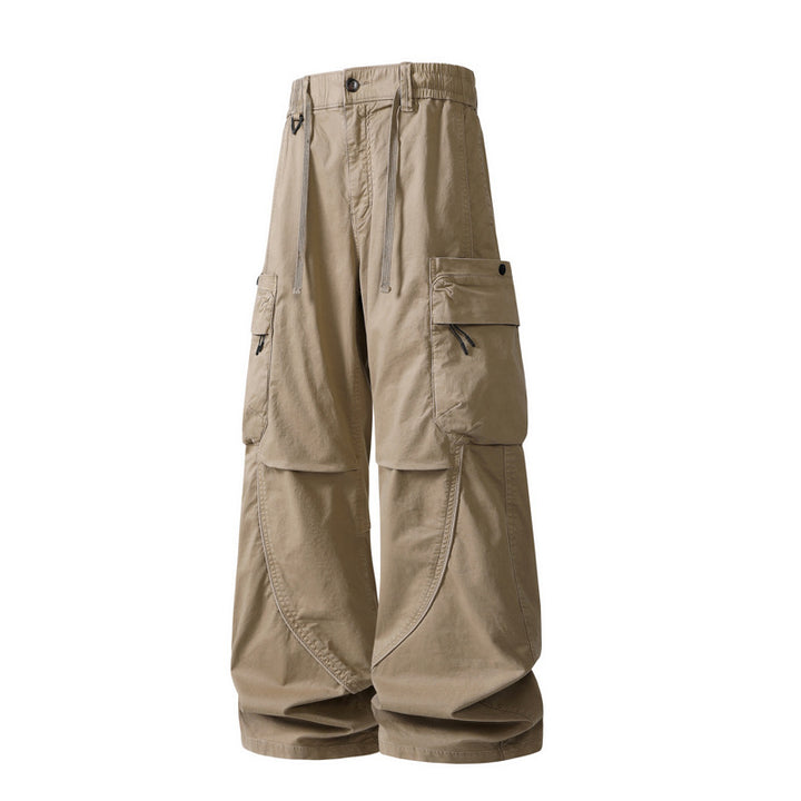 Men's Loose Cargo Pants in Baggy Cut with Utility Pockets and Drawstring Waist Mune Fashion