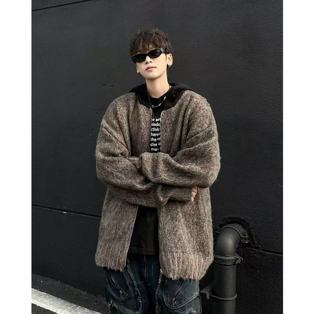 Men's Fashionable Chunky Knit Sweater with Hood Mune Fashion