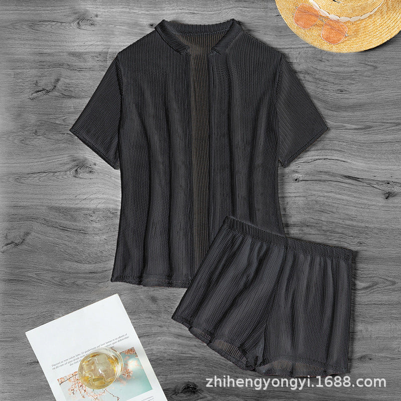 Women's leisure suit with airy knit design Mune Fashion