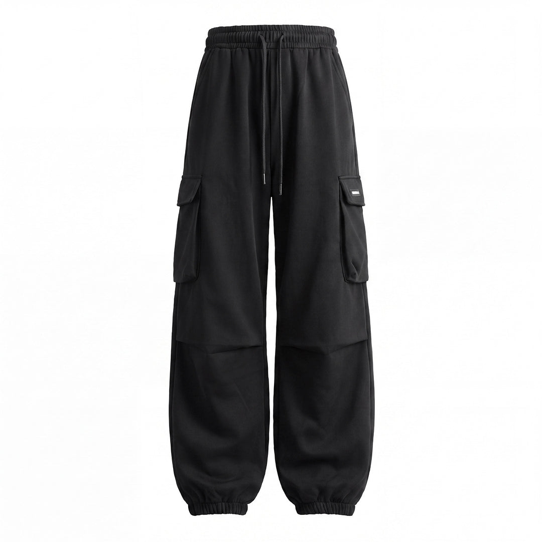Unisex Wide Cargo Jogging Pants with Drawstring, Large Flap Pockets and Elastic Cuffs Mune Fashion