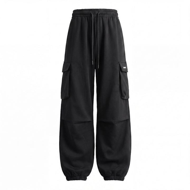 Unisex Wide Cargo Jogging Pants with Drawstring, Large Flap Pockets and Elastic Cuffs Mune Fashion