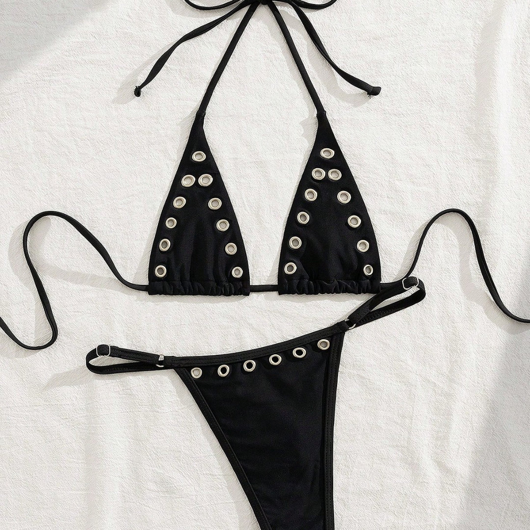 Women's Triangle Bikini Set with Glamorous Decorative Details Mune Fashion