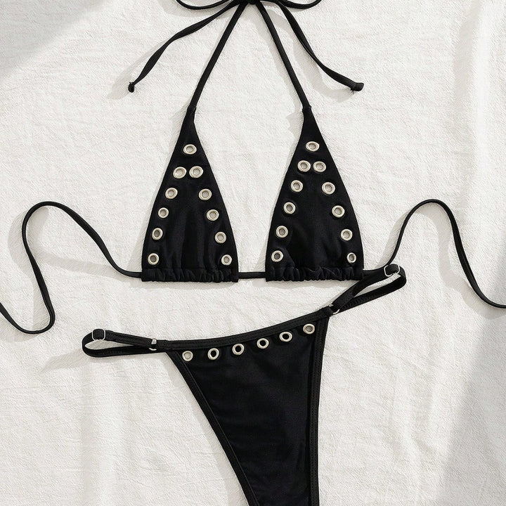 Women's Triangle Bikini Set with Glamorous Decorative Details Mune Fashion