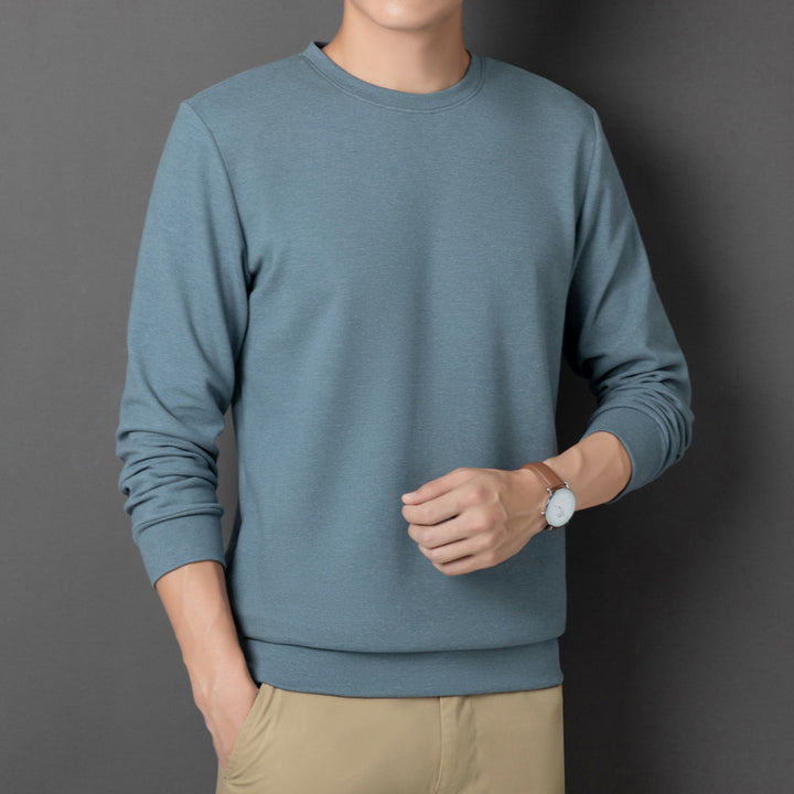 Men's Fine Crew Neck Sweatshirt made of Cotton Blend with Regular Fit and Ribbed Cuffs Mune Fashion