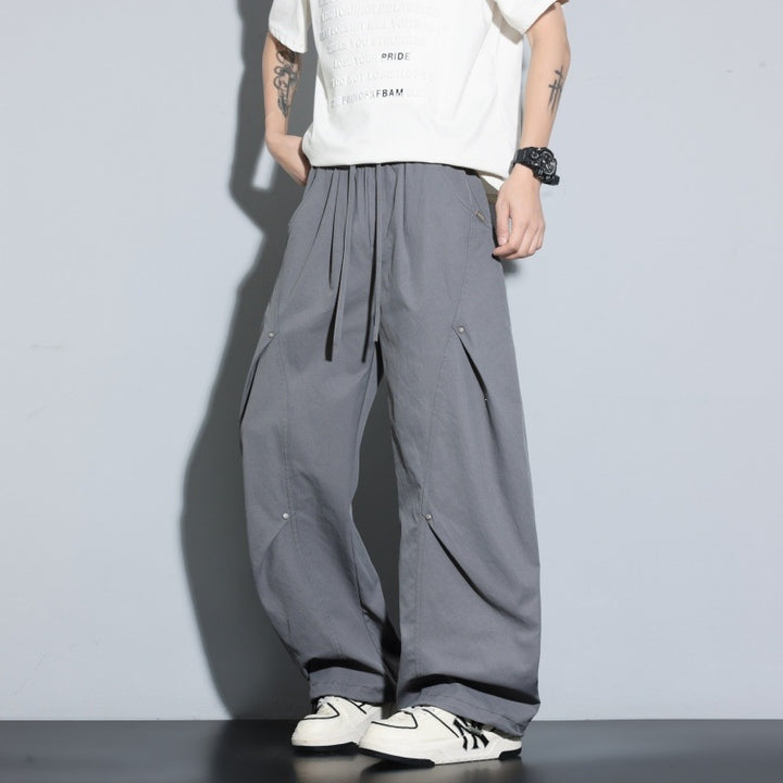 Women Wide Layered Lounge Pants with Cargo Details & Elastic Drawstring Mune Fashion