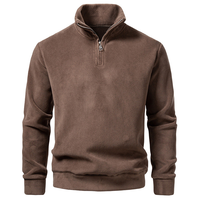 Men's Fleece Half-Zip Pullover with Standing Collar and Soft Microfleece Mune Fashion