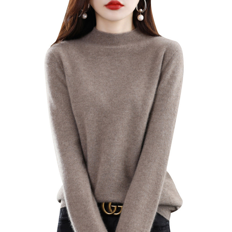Women's Slim Fine Knit Mock Neck Sweater with Extra Fine Fleece Finish and Extended Cuffs Mune Fashion