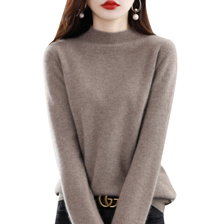 Women's Slim Fine Knit Mock Neck Sweater with Extra Fine Fleece Finish and Extended Cuffs Mune Fashion