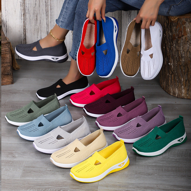 Ladies nan lightweight breathable knitted slip-ons with memory foam and non-slip outsole Mune Fashion