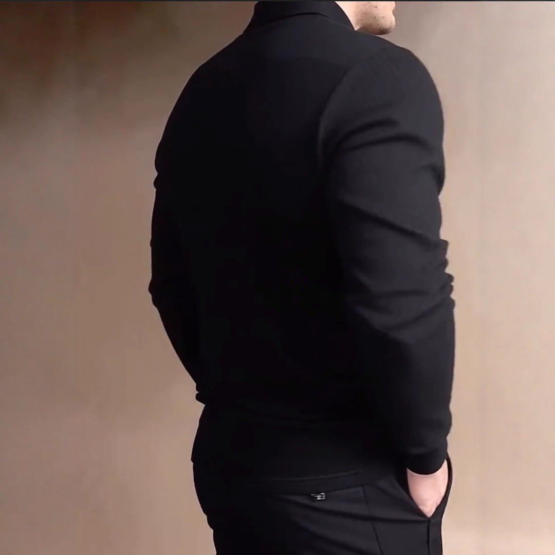 Men's tailored waffle knit polo shirt with classic polo collar Mune Fashion