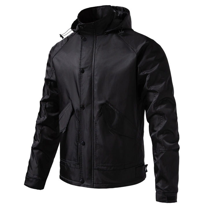 Men's Water-Repellent Hooded Jacket in Utility Style with Snap Button Placket and Flap Pockets Mune Fashion