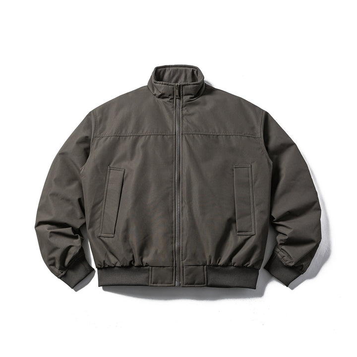 Men's Padded Bomber Jacket in Boxy Cut with High Stand-up Collar and Ribbed Hem Mune Fashion