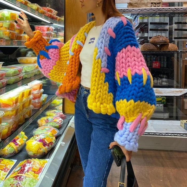 Ladies Fashionable Cardigan with Colorful Design