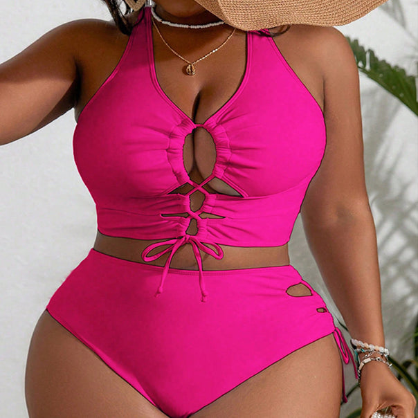 Women's bikini set with playful lacing design and high-waisted bottom Mune Fashion