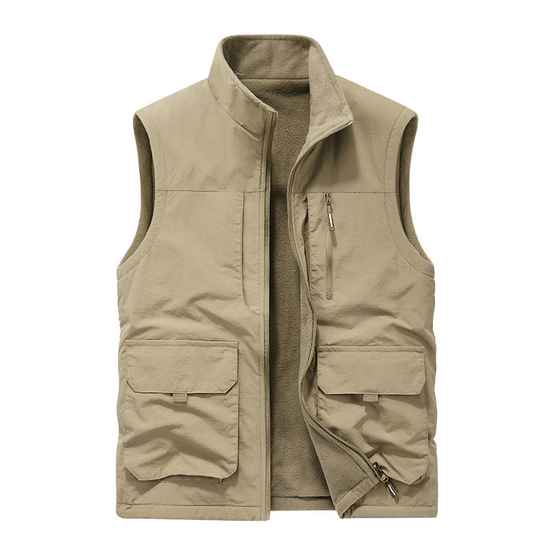 Men's utility fleece vest with wind-resistant nylon outer layer Mune Fashion