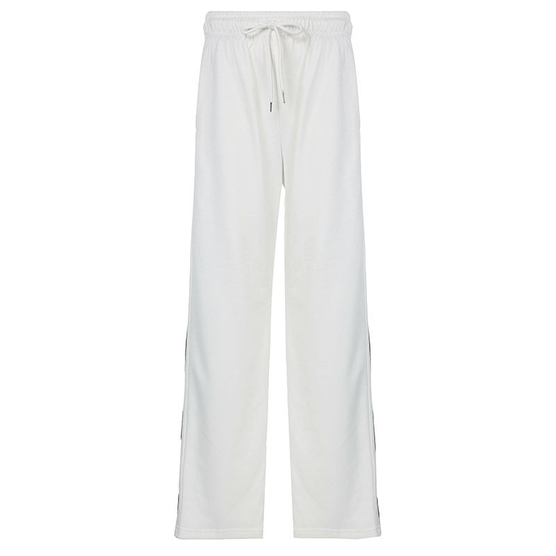 Women's loose Relax leisure pants with drawstring, elastic comfort waistband, and side decorative seams Mune Fashion