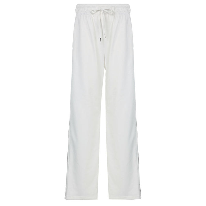 Women's loose Relax leisure pants with drawstring, elastic comfort waistband, and side decorative seams Mune Fashion