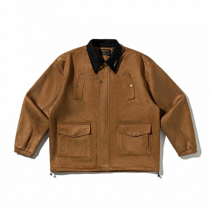 Men's boxy wool blend blouson jacket with cord collar, flap pockets, and drawstring hem Mune Fashion
