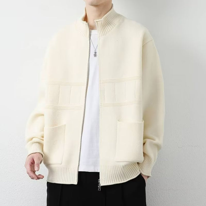 Men's Trendy Cardigan with High Collar and Zipper Mune Fashion
