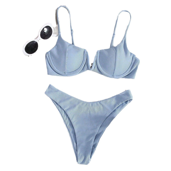 Women Push-Up Bikini Set with Elegant Ribbed Design Mune Fashion