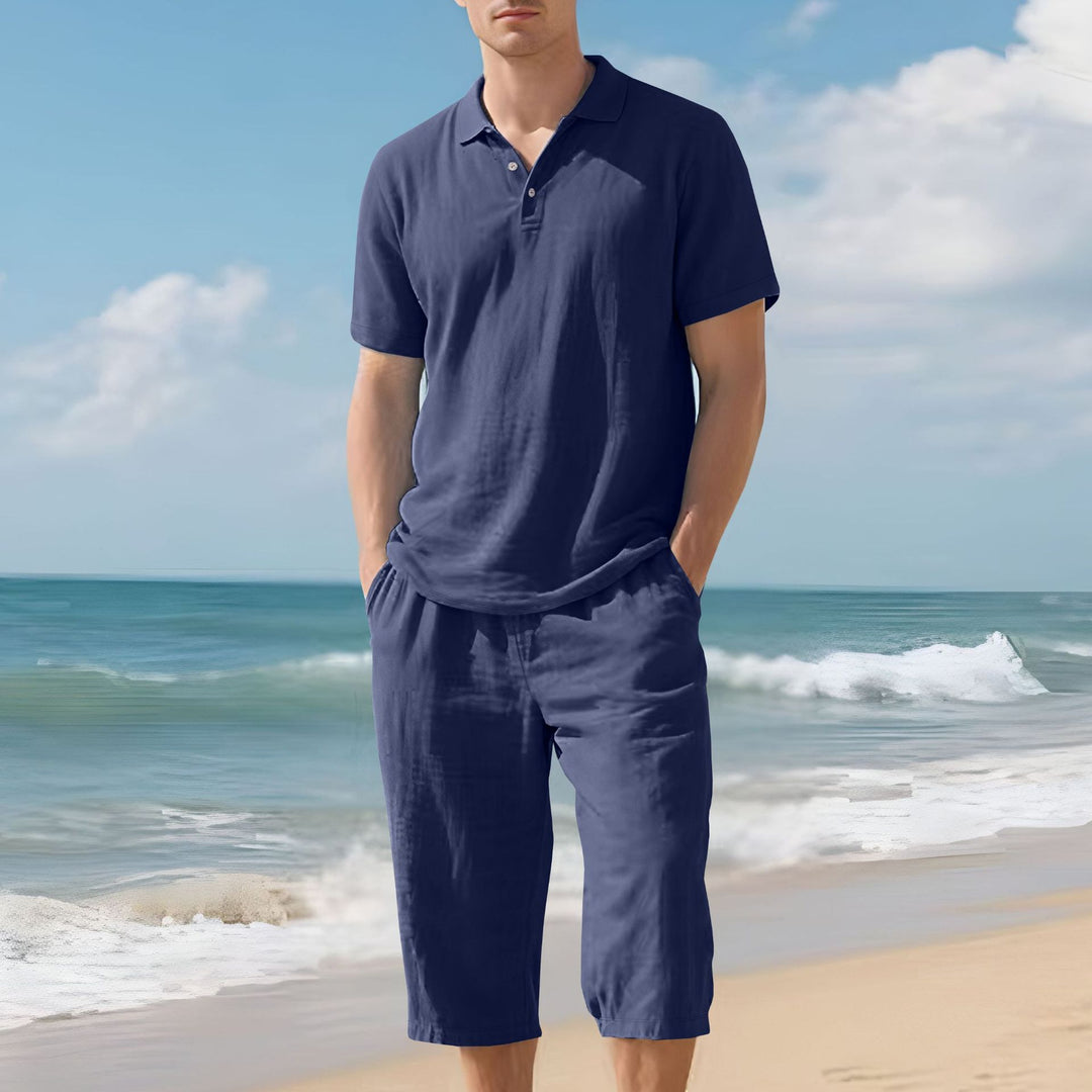 Men's light polo and bermuda set made of silky cotton jersey Mune Fashion