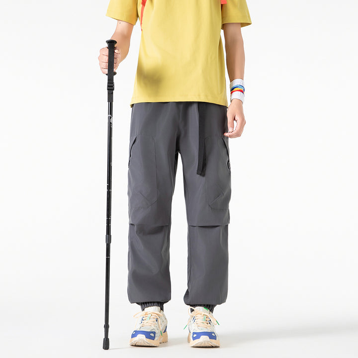 Men's Utility Jogger Cargo Pants with elastic drawstring waistband, large flap pockets, and ribbed cuffs Drune
