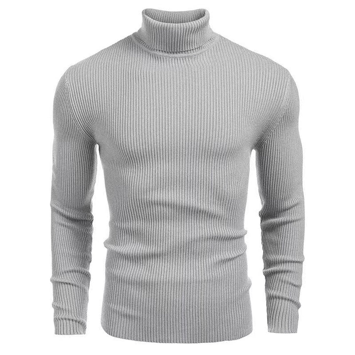 Men's narrow-cut ribbed roll-neck sweater in fine wool blend with stretch Mune Fashion