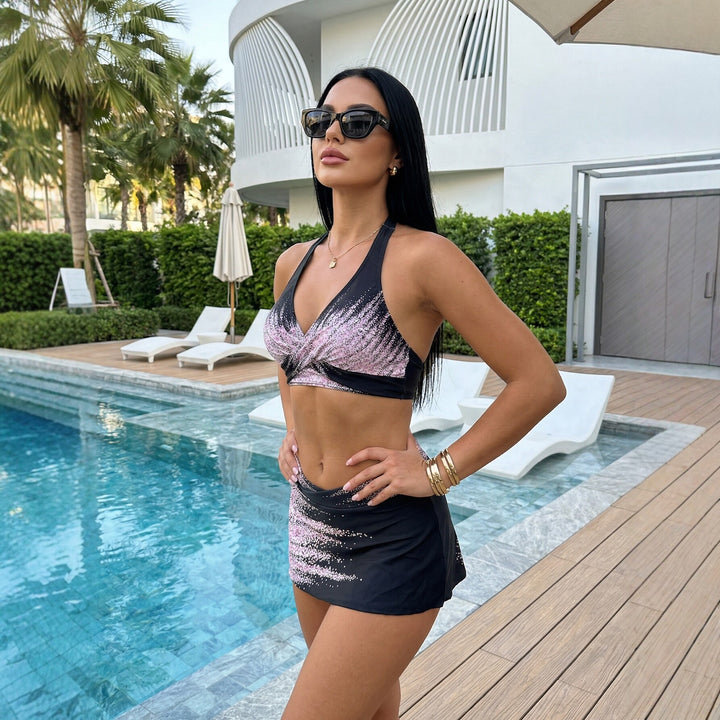 Ladies Sporty Bikini Set with Elegant Wrap Skirt Mune Fashion