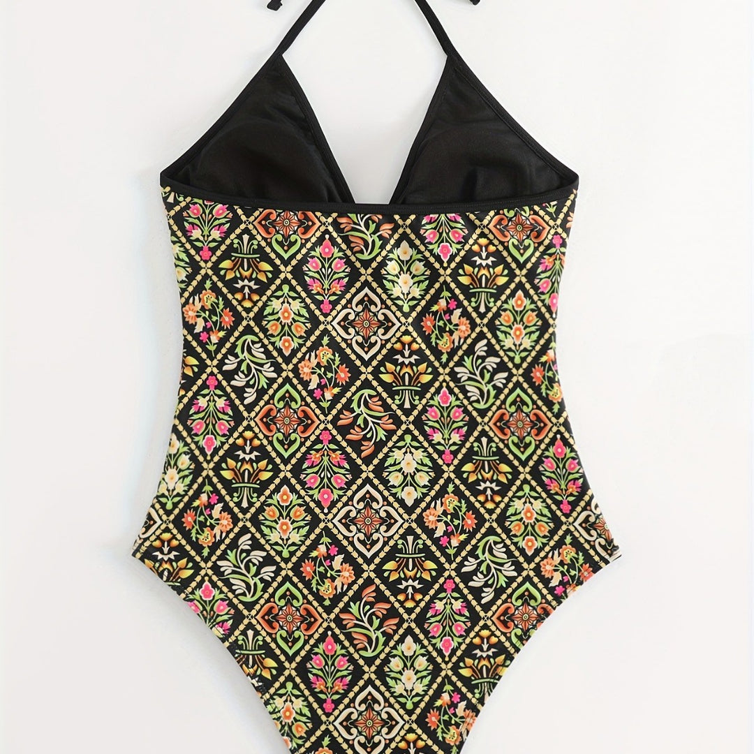 Women One-Piece Swimsuit with Fashionable Floral Design Mune Fashion