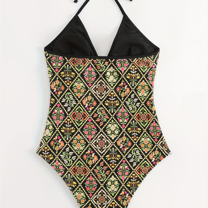 Women One-Piece Swimsuit with Fashionable Floral Design Mune Fashion