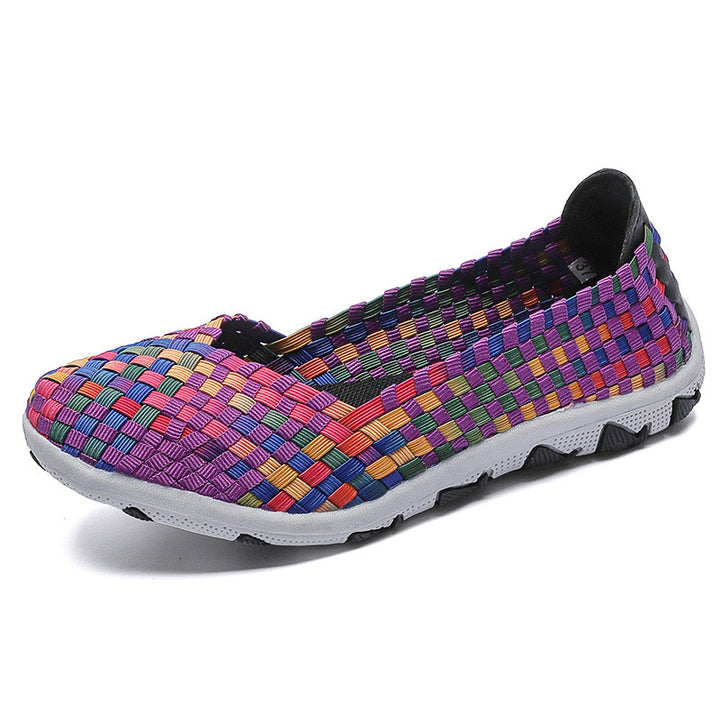 Women's knitted slip-on casual shoe with braided upper material and non-slip flexible sole Mune Fashion