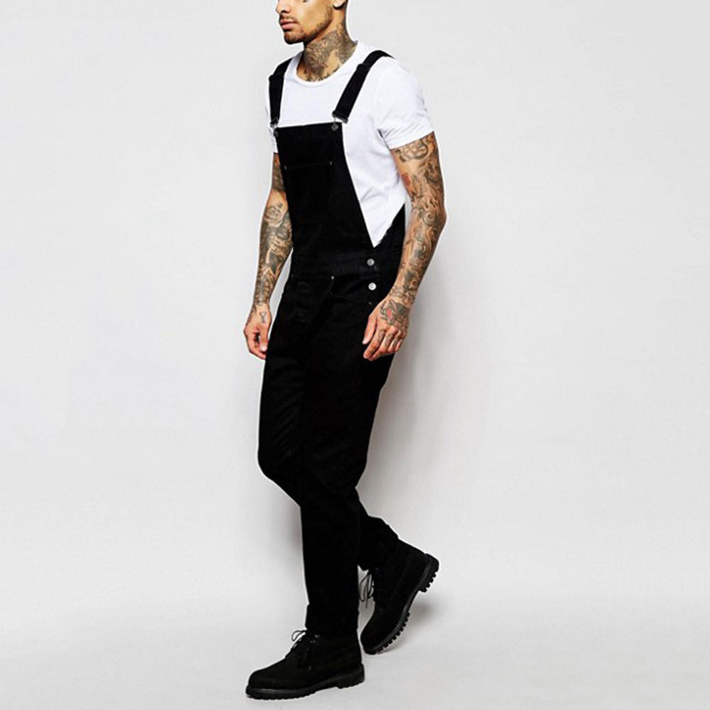 Men's Casual Denim Overalls with Adjustable Straps and Modern Fit Mune
