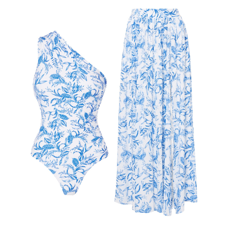 Women's swimsuit with asymmetric cut and matching maxi skirt Mune Fashion
