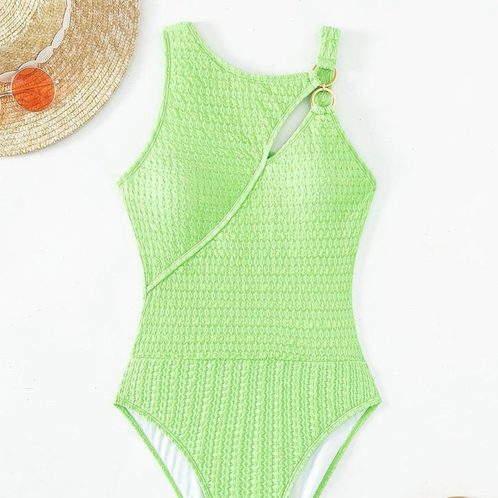 Women's one-piece swimsuit with a trendy cut and golden accents Mune Fashion