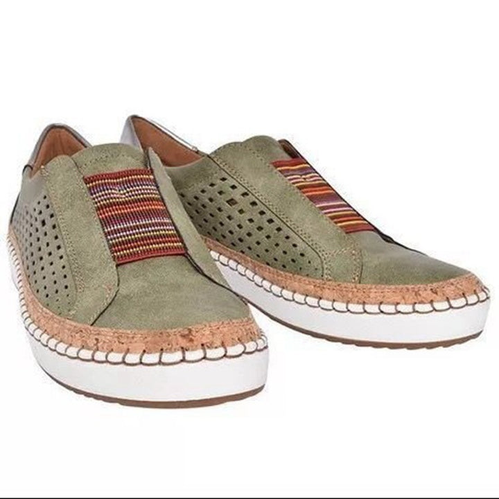 Women's perforated slip-on sneakers with elastic insert and cork-look platform Mune Fashion