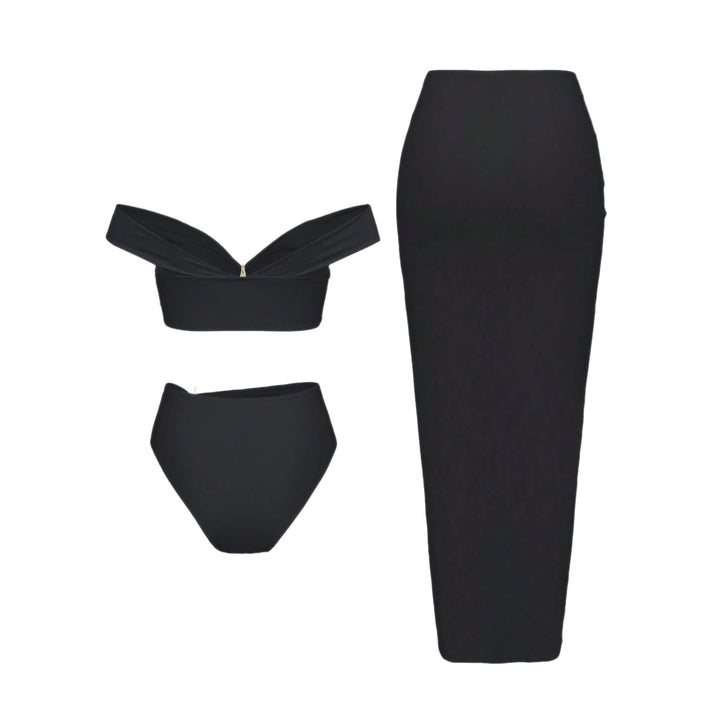 Ladies bikini set with wrap skirt and elegant jewelry details Mune Fashion