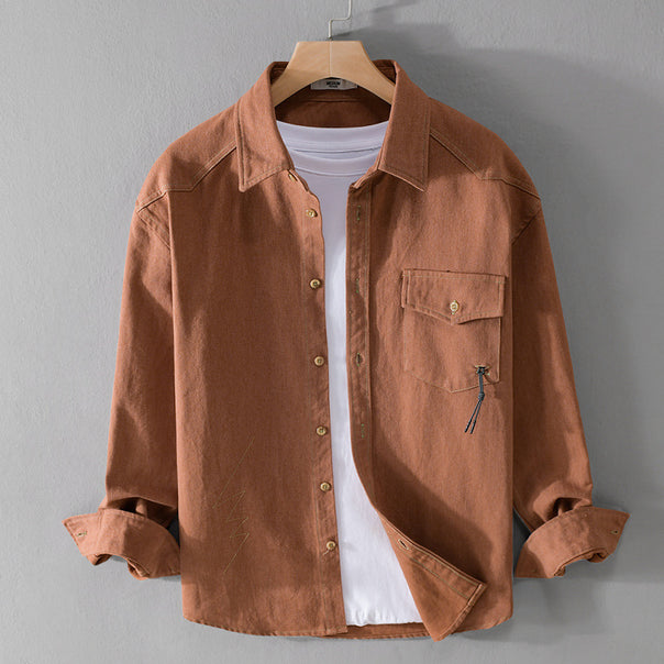 Men's Relaxed Overshirt made of cotton twill with applied breast pocket Mune Fashion