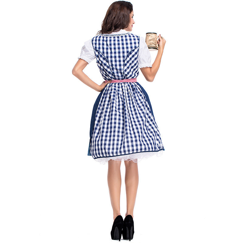 Women’s traditional dirndl dress with heart-shaped neckline, lacing and detachable apron Mune Fashion