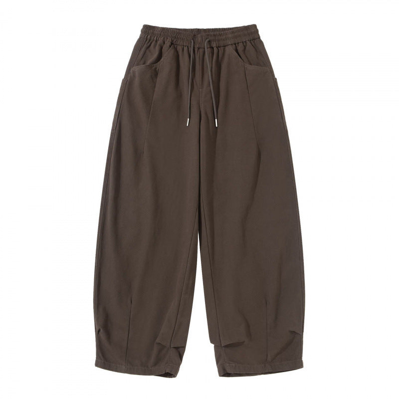 Women's Wide Cropped Pants with Drawstring Waistband, Balloon Silhouette and Patch Pockets Mune Fashion
