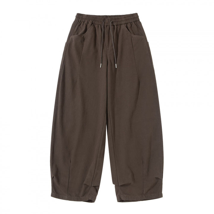 Women's Wide Cropped Pants with Drawstring Waistband, Balloon Silhouette and Patch Pockets Mune Fashion