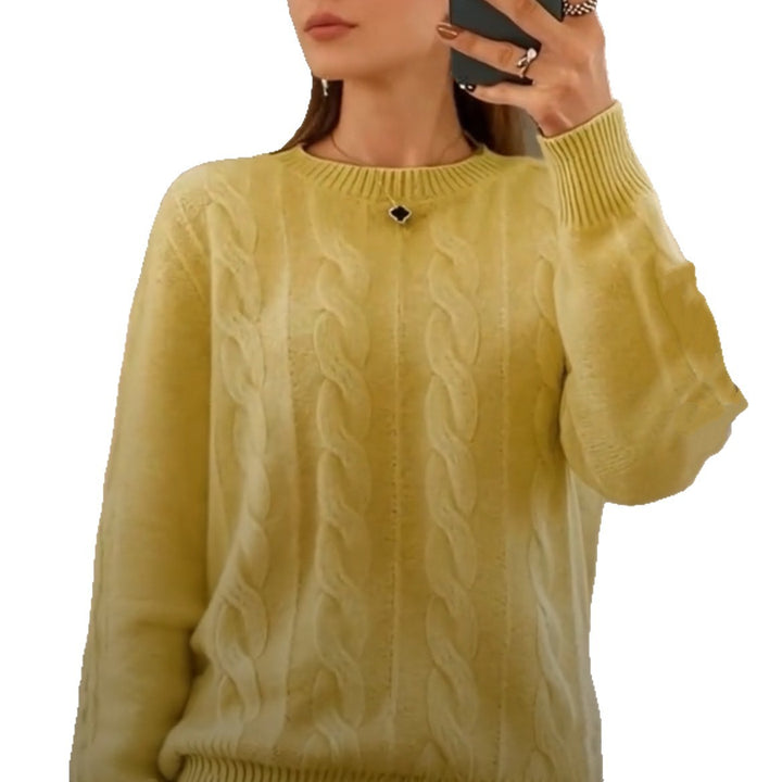 Women's Cozy Cable Knit Fine Sweater with Casual Fit Mune Fashion