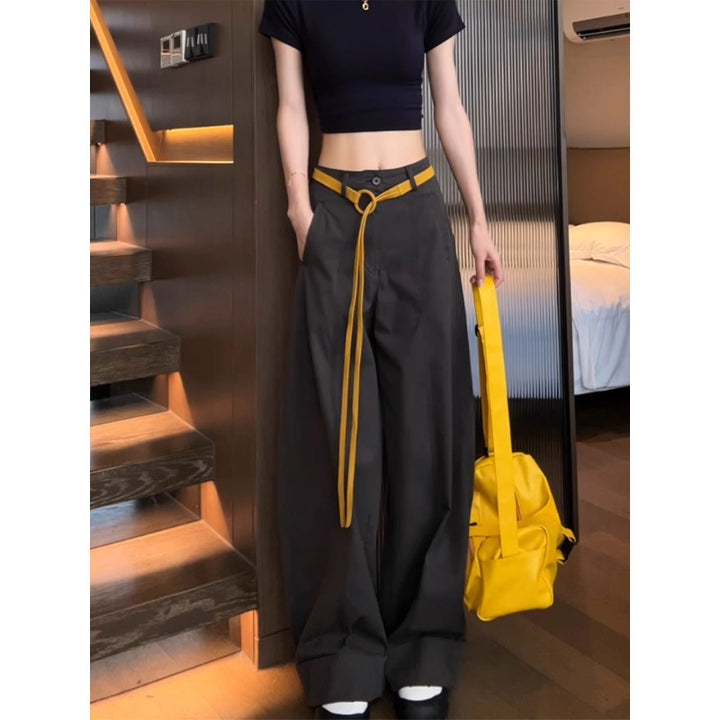 Women’s Wide Cotton Pants with Statement Belt Mune Fashion