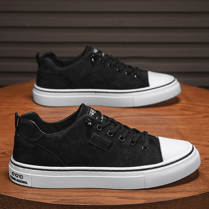 Men's classic low-top sneakers in canvas look with reinforced toe cap and padded comfort insole Mune Fashion