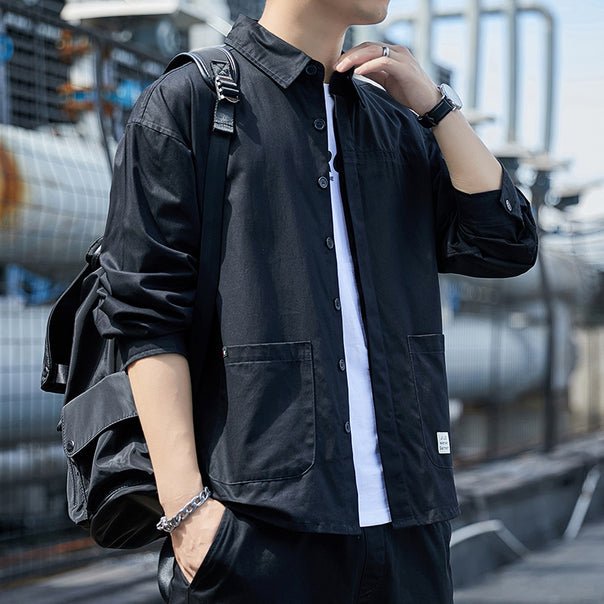 Men's overshirt in lightweight canvas utility style with shirt collar and patch pockets Mune Fashion