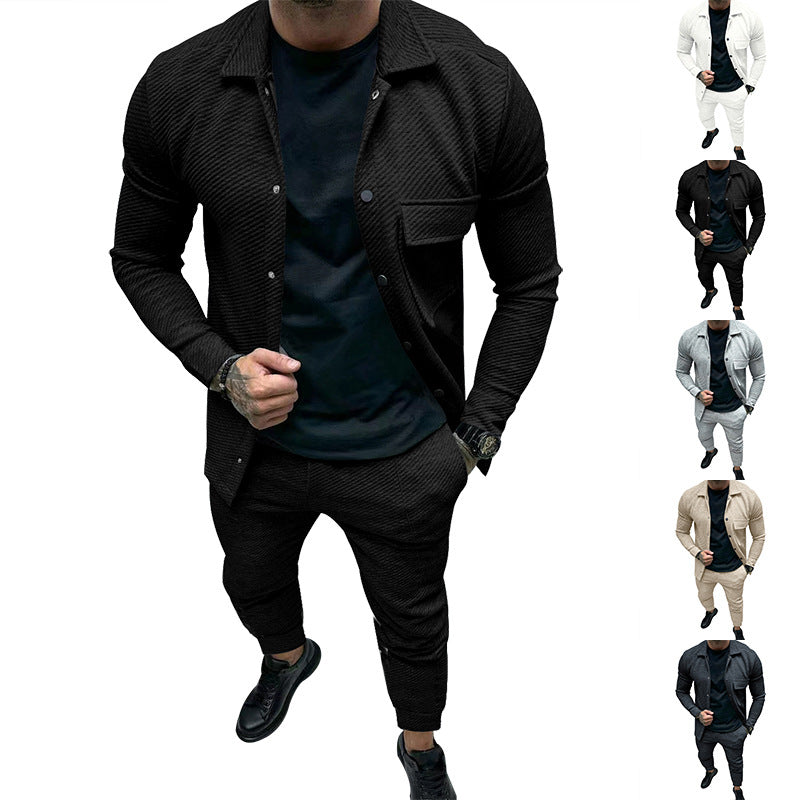 Men's Structured Jersey Leisure Set with Overshirt and Tapered Jogging Pants Mune Fashion